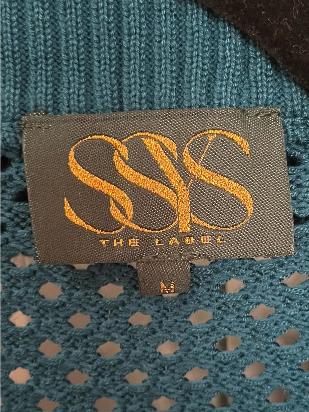 SSYS The Suzy Crochet Shawl Collar Top In Dark Teal NWOT Medium - Picture 7 of 11